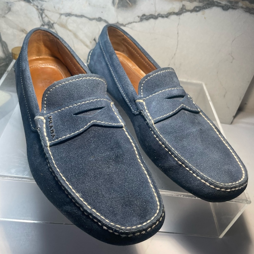PRADA men’s loafers suede sz 7 made in italy - Picture 9 of 16